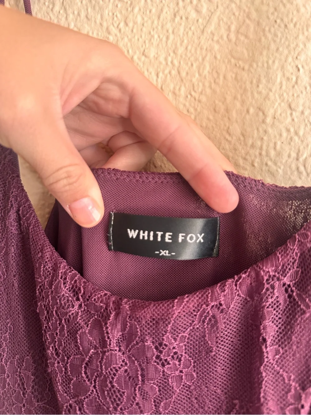 White Fox Boutique Asymmetrical Fringe Skirt in Plum